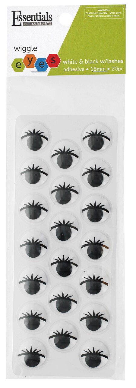 Essentials by Leisure Arts Eyes Sticky Back with lashes 4" Black & White 2pc Googly Eyes, Google Eyes for Crafts, Big Googly Eyes for Crafts, Wiggle Eyes, Craft Eyes